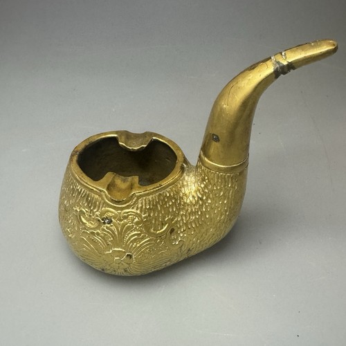 Vintage brass pipe ashtray - brass,