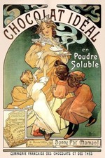 Poster Manifesto Locandina Pubblicitaria Art Nouveau Cioccolato Stampa 50x70 Cm.