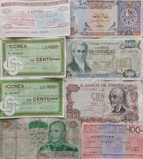 Lotto 8 banconote mondo