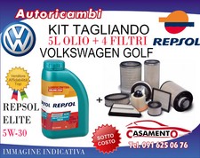KIT TAGLIANDO VOLKSWAGEN GOLF 1.6 TDI  77KW -4 FILTRI + 5L OLIO REPSOL 5W30