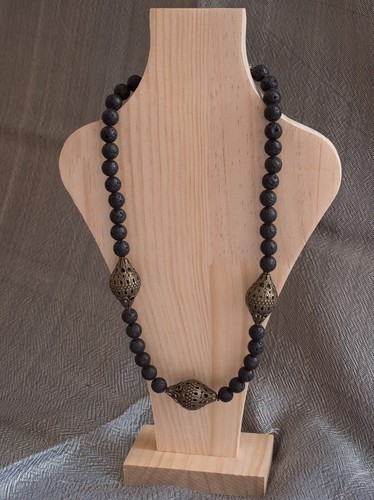Collana pietra lavica nera - pietra,