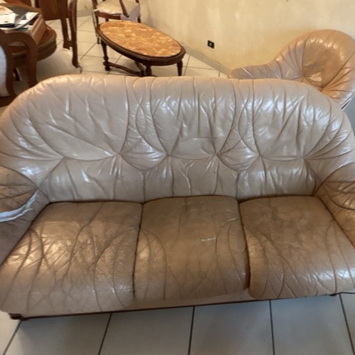 Divano posti pelle beige - 3,