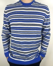 ETRO Maglione 100% Cashmere 2XL Sweater Uomo ,pullover Made in Italy Blu righe 