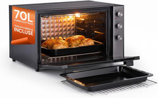 - Forno Elettrico Ventilato XXL 70L 2500W Con Timer, Doppio Vetro, Griglia E Teg