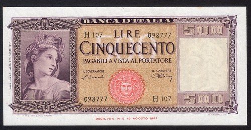 500 lire italia ornata - italia, di