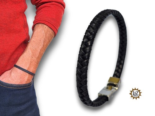 Bracciale pelle intrecciata - pelle,