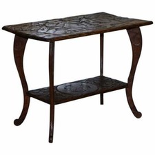 TAVOLINO DA CAFFÈ INTAGLIATO LIBERTY'S LONDON THREE MONKEY SENTIRE VEDERE PARLARE NO MALE