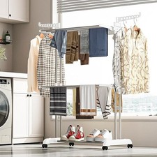 ? Stendibiancheria a Torre Verticale Salvaspazio 2-in-1 - Pieghevole, 4 Ruote,