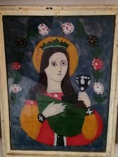 Pittura naif vetro madonna - pittura,
