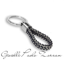 Portachiavi Borsari in acciaio e pelle grigio titanio PC-CARL013
