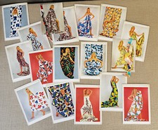 Lotto cartaceo 15 stampe modella e tessuti vintage originali anni '70