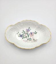 Piatto portagioie porcellana vintage Limoges Francia fiori di castagner bordo oro smerlato