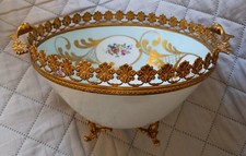 ANTICO CENTROTAVOLA IN PORCELLANA LIMOGES DECORATO A MANO VINTAGE DA COLLEZIONE