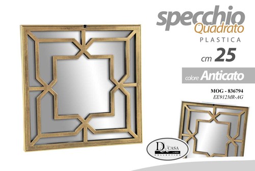 Specchio quadrato oro anticato - quadrato,