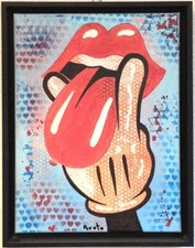 Bruto, Quadro, Rolling Stones Tongue Mickey, Street Art, Pop Art, Canvas Acrylic
