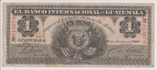 Guatemala 1 Peso 1900 PS152a F Banco Internazionale Moneta Rara Bandiera USA Senza Foro