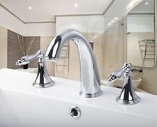 Rubinetto miscelatore lavabo bagno ceramica cromata 3 pezzi rubinetto ponte montato 3 fori