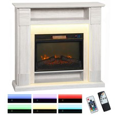HOMCOM Camino Elettrico Regolabile con Fiamma 3D, Timer e Telecomando Legno