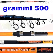 canna pesca storione siluro mt.4,20 potente carbonio anelli doppio ponte