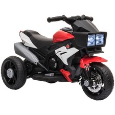HOMCOM Moto Elettrica per Bambini 3-5 Anni 3 Ruote Luci Suoni Batteria 6V Rosso
