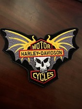 Distintivo adesivo giacca toppa moto Harley Davidson teschio alato pipistrello 6" camicia