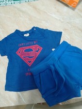 MAGLIETTA BATMAN E PANTALONCINO BLU ORIGINAL MARINES, NEONATO 3-6 MESI