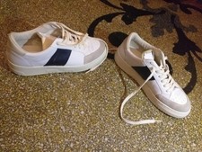 Sneakers Saint uomo pelle bianche, banda blu, made in Italy 42 indossate 1 volta