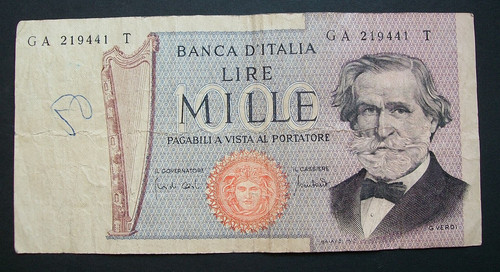 1000 lire verdi tipo - verdi, 1969