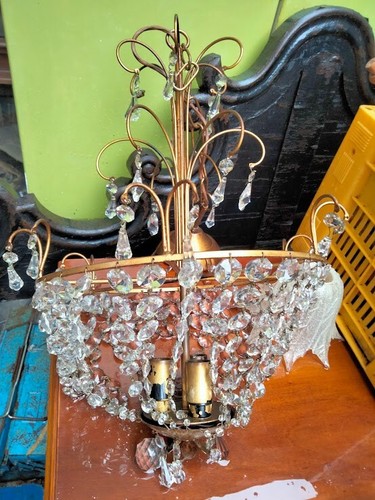 Antico lampadario cristallo - antico,