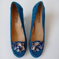 Gianna Meliani décolleté gioiello n. 40 mocassino scamosciato azzurro con tacco