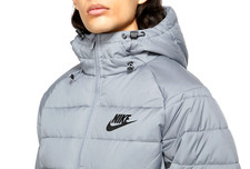 Giacca Nike con cappuccio full zip isolata imbottitura sintetica Windrunner grigia uomo taglia XS