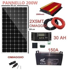 Kit Fotovoltaico 2 KW Pwm Inverter 2000W Pannello 200W Regolatore Batteria 150AH