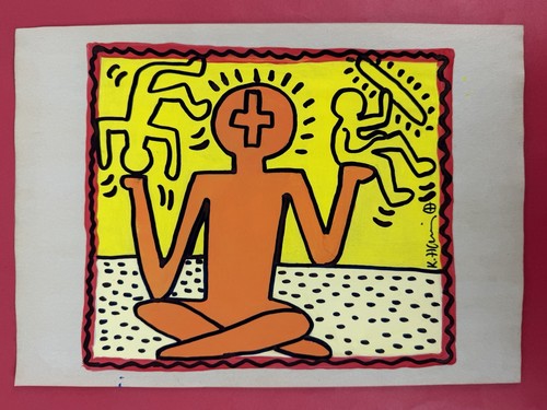 Disegno carta keith haring - su,