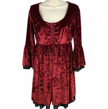 Abito donna velluto rosso taglia M vacanza manica a campana cosplay gotico romantico tema caldo
