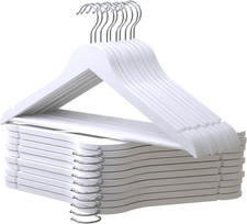 Grucce in Legno, Confezione Da 20, Bianco. Gancio Girevole 360º, Grucce per Pant