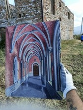 quadro olio su tela, 1943, Pittore Olandese J. Bogaert , Architettura 