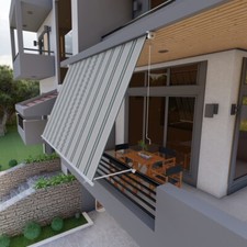 Tenda da sole a caduta con bracci per balcone terrazzo finestra 300cm Grigio Ver