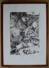 Forme astratte. Litografia dell'artista italiano elencato Pericle Fazzini circa 1965