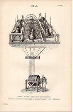 1868 Stampa Bell J.WARNER & SONS Macchina A Campana Brevettata