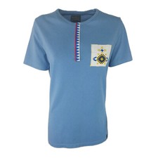 VIVIENNE WESTWOOD - Indigo Blue Cotton T-Shirt with Embroidered Monogram Size M