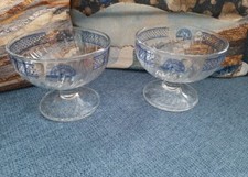 Vintage Coppia Vetro Coppe Coppette Coppetta Gelato Sammontana Italy *