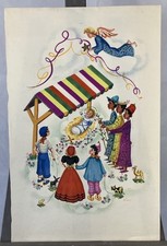 Acquerello Firmato Charly La Natività E I Re Magi Per Camera Da Bambino