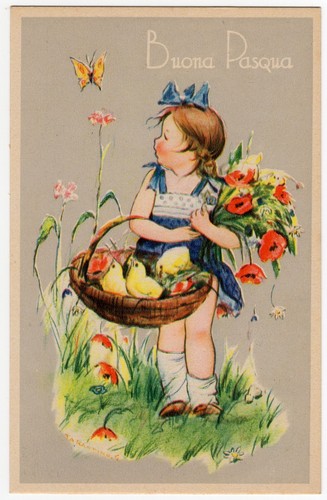 Pasqua 1942 bambina con un - pasqua,