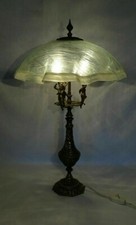 🟡 LAMPADA DE'CO IN BRONZO CON PUTTI + VETRO DI MURANO EPOCA 1940 - A-484-