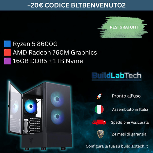Gaming assemblato amd ryzen - pc,