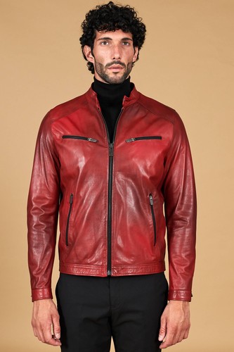 Giacca vera pelle - giacca, rossa