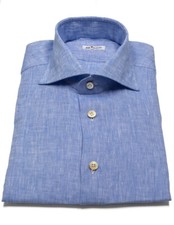 Kiton camicia di lino blu