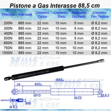 2 pezzi PISTONE MOLLA A GAS