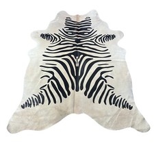 Zebra Print Cowhide Rug (light