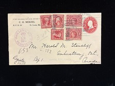 MO PRATO PINO 1910 REGIS. COPERTINA #344, 368, 370 SU #U411 AL CANADA, FRANCOBOLLO DLR CC